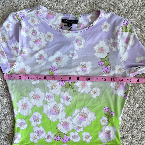 Cynthia Rowley Printed Rashguard Pink/Green Cherry Blossom Large NWT Beach Swim - Picture 15 of 16